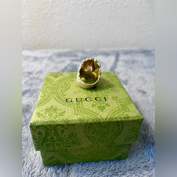 BRAND NEW Gucci Lion Head Gold Red Rhinestone Crystal Ring Size L - Picture 5 of 11